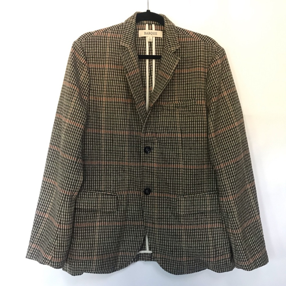 Barque Wool Blend houndstooth Plaid blazer‎ Jacket